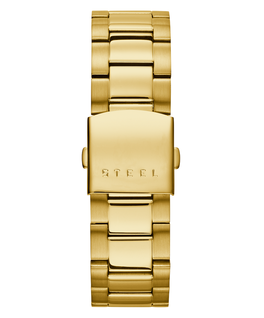 Guess Atlas Chronograph Gold Dial Gold Steel Strap Watch For Men - W0668G4