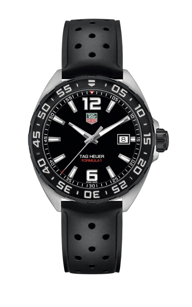 Tag Heuer Formula 1 Quartz Black Dial Black Rubber Strap Watch for Men - WAZ1110.FT8023