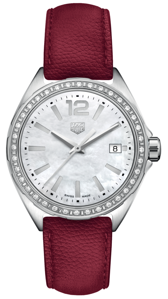 Tag Heuer Formula 1 Quartz Mother of Pearl Dial Red Leather Strap Watch for Women - WBJ131A.FC8253