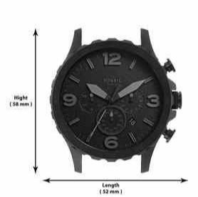 Fossil Nate Chronograph Black Dial Black Leather Strap Watch for Men - JR1354
