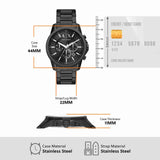 44mm case, 22mm strap, 11mm thickness.