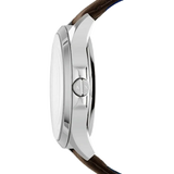 Armani Exchange Hampton Chronograph White Dial Brown Leather Strap Watch For Men - AX2187