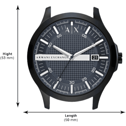 Armani Exchange Hampton Quartz Blue Dial Black Leather Strap Watch for Men - AX2411