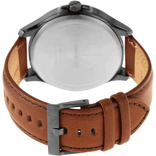 Armani Exchange Hampton Chronograph Grey Dial Brown Leather Strap Watch For Men - AX2414