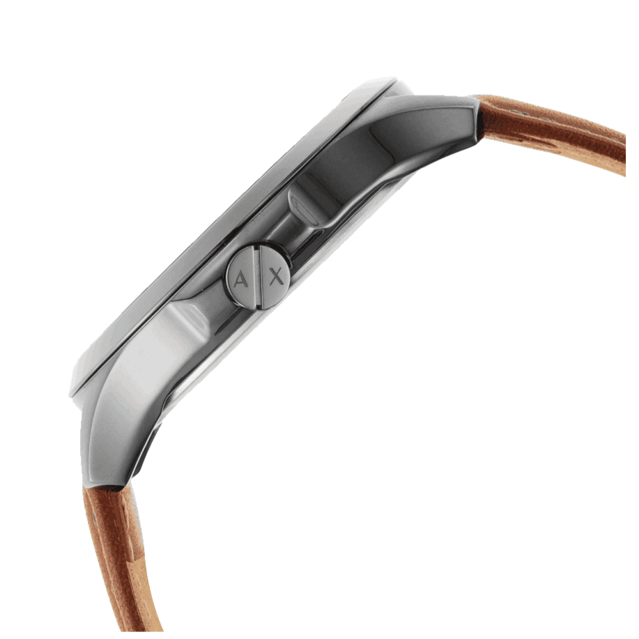 Armani Exchange Hampton Chronograph Grey Dial Brown Leather Strap Watch For Men - AX2414