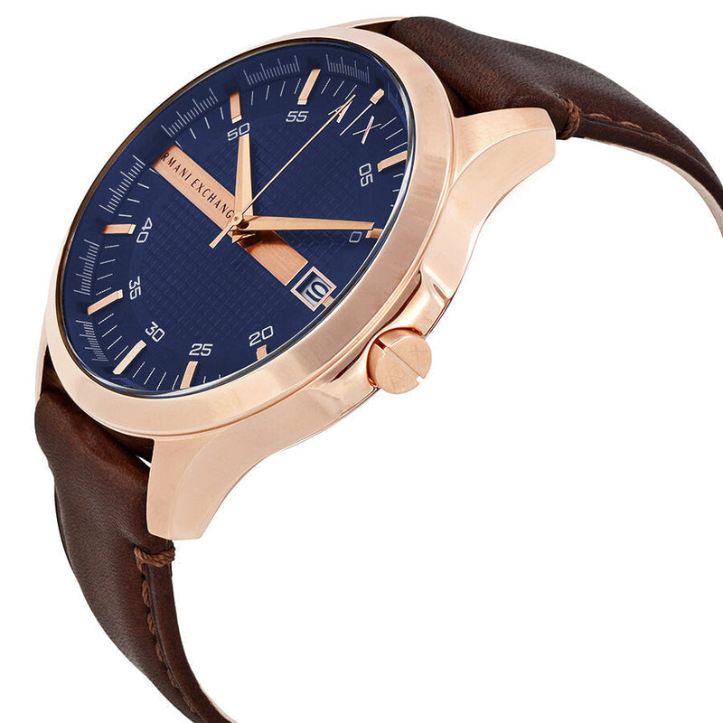 Armani Exchange Hampton Chronograph Blue Dial Brown Leather Strap Watch For Men - AX2172