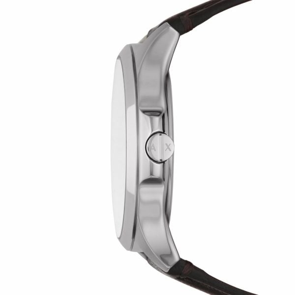 Armani Exchange Whitman Silver Dial Brown Leather Strap Watch For Men - AX2100