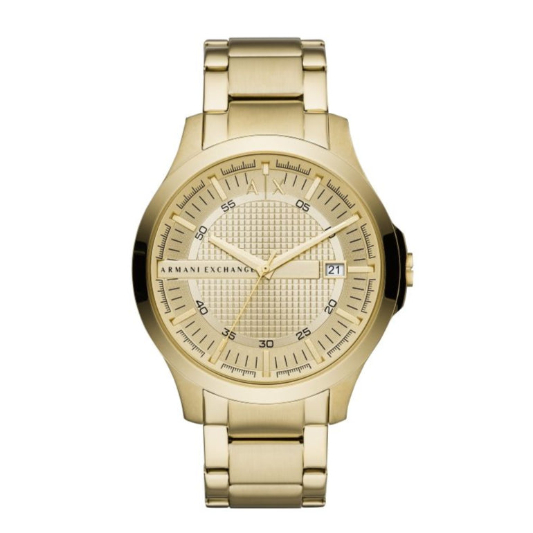 Armani Exchange Hampton Chronograph Gold Dial Gold Steel Strap Watch For Men - AX2415