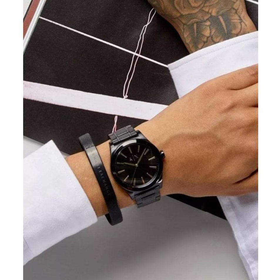Armani Exchange Nico Analog Black Dial Black Steel Strap Watch For Men - AX7102