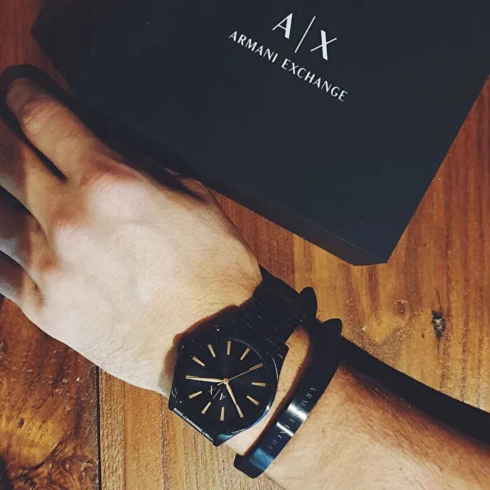 Armani Exchange Nico Analog Black Dial Black Steel Strap Watch For Men - AX7102