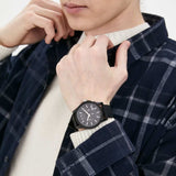 Armani Exchange Men's Watch Black Dial Rubber Strap on wrist