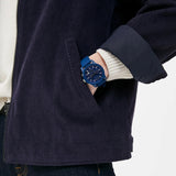 Armani Exchange men's blue dial watch with rubber strap