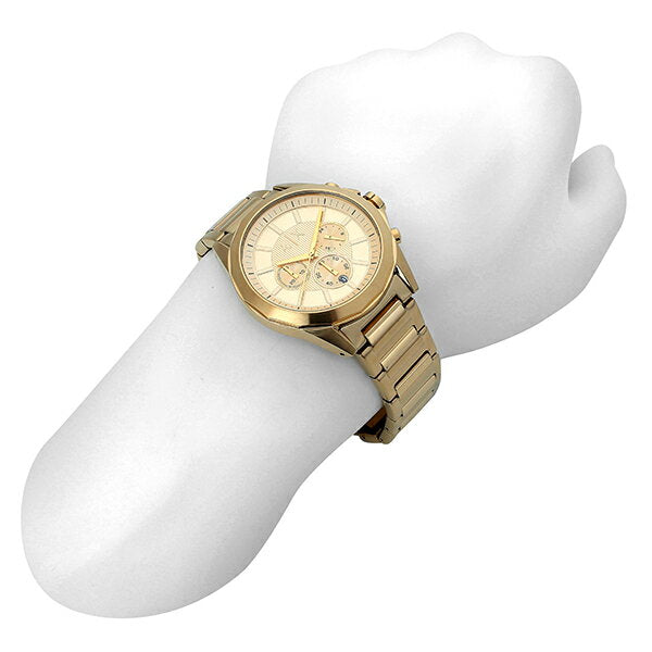 Michael Kors ax2602-4 gold watch on wrist