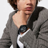 Armani Exchange men's watch with blue dial and black strap