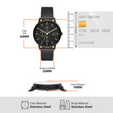 42mm case, 20mm strap, stainless steel.