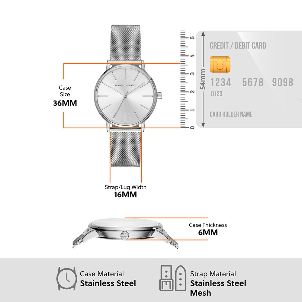 AX5535 Stainless Steel Mesh Watch with Credit Card Comparison