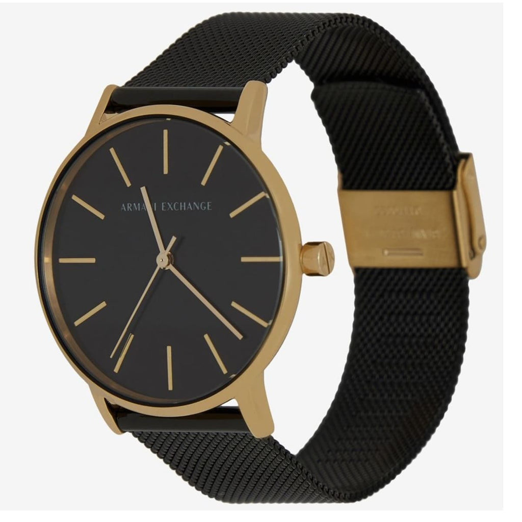 Armani Exchange Lola Three Hand Black Dial Black Mesh Strap Watch For Women - AX5548