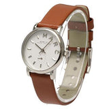 Marc Jacobs Baker White Dial Brown Leather Strap Watch for Women - MBM1270