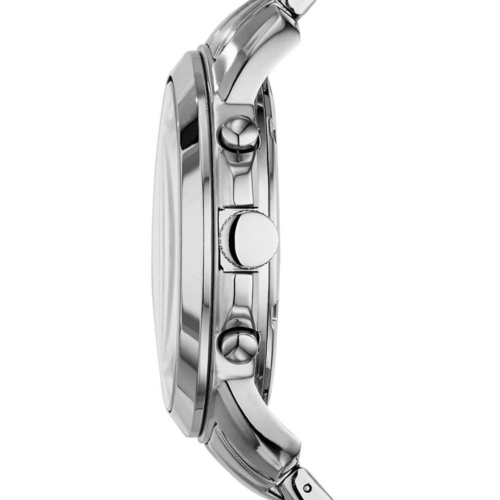 Fossil Grant Chronograph Black Dial Silver Steel Strap Watch for Men - FS4994