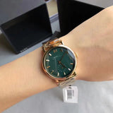 Marc Jacobs Baker Green Dial Gold Steel Strap Watch for Women - MBM3245
