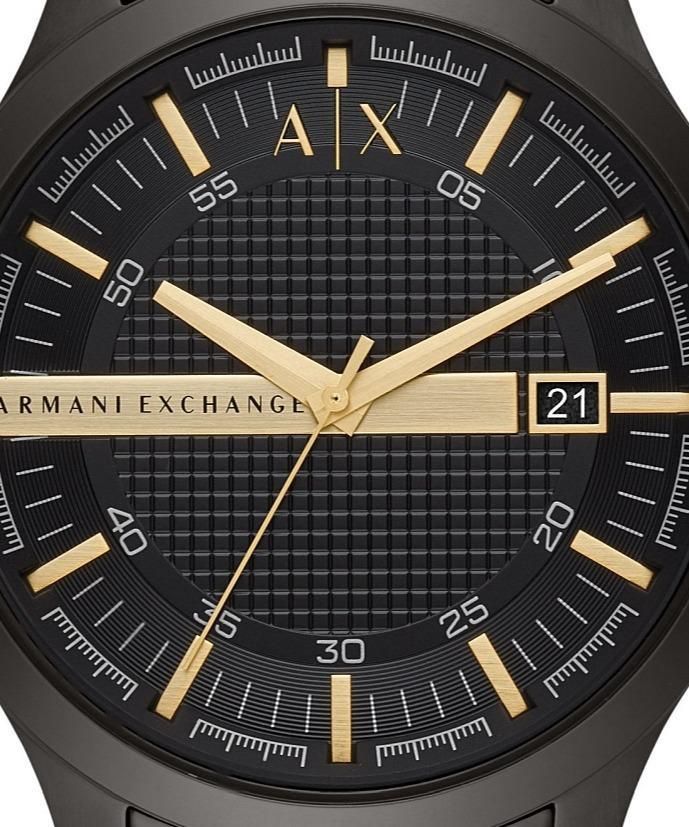 Armani Exchange Hampton Chronograph Black Dial Black Steel Strap Watch For Men - AX2413