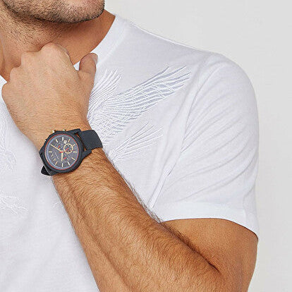 Black tech sport chrono watch on wrist