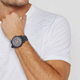 Black tech sport chrono watch on wrist