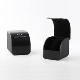 Armani Exchange watch box, black, open and closed