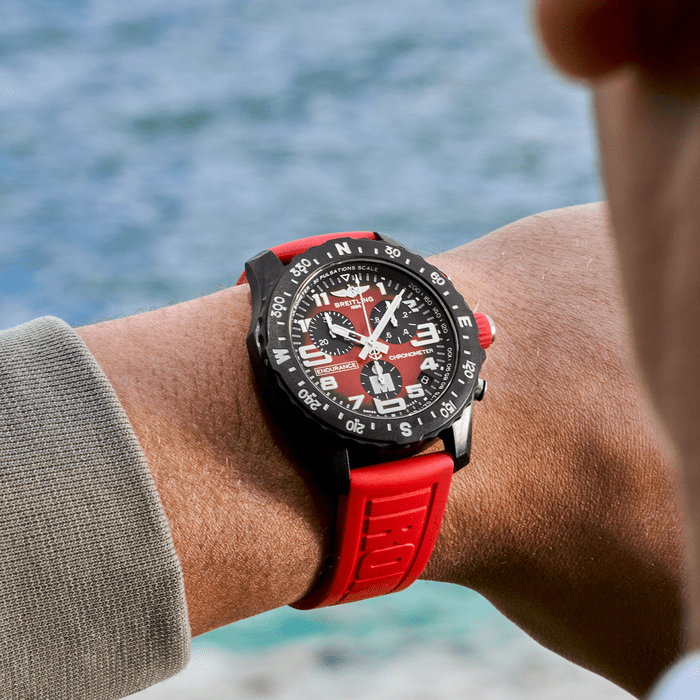 Breitling Endurance Pro Ironman Red Dial Red Rubber Strap Watch for Men - X823109A1K1S1