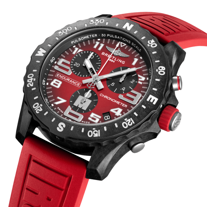 Breitling Endurance Pro Ironman Red Dial Red Rubber Strap Watch for Men - X823109A1K1S1