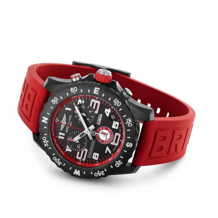 Breitling Endurance Pro The University of Alabama Black Dial Red Rubber Strap Watch for Men - X823102C1B1S1