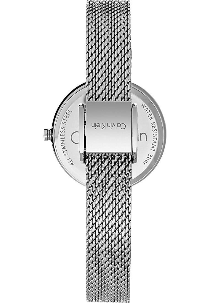 Calvin Klein Authentic Black Dial Silver Mesh Bracelet Watch for Women - K8G23121