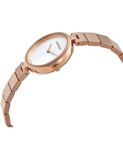 Calvin Klein Authentic White Dial Rose Gold Steel Strap Watch for Women - K8G23646