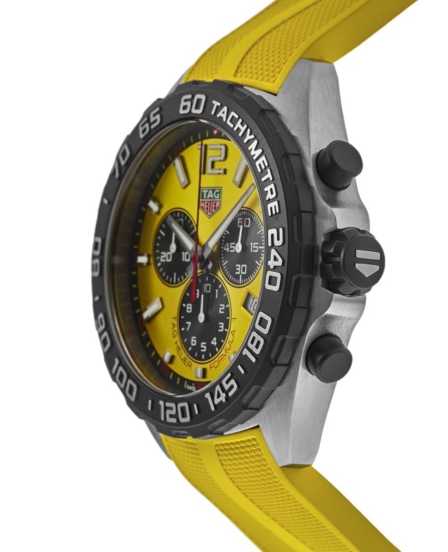 Tag Heuer Formula 1 Chronograph Yellow Dial Yellow Rubber Strap Watch for Men - CAZ101AM.FT8054