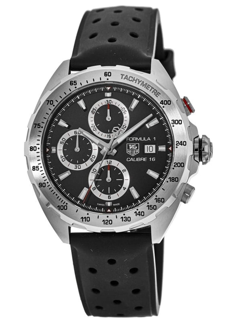 Tag Heuer Formula 1 Calibre 16 Black Dial Black Leather Strap Watch for Men - CAZ2010.FT8024