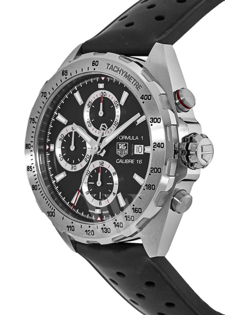 Tag Heuer Formula 1 Calibre 16 Black Dial Black Leather Strap Watch for Men - CAZ2010.FT8024