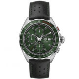 Tag Heuer Formula 1 Calibre 16 Automatic Chronograph Green Dial Black Leather Strap Watch for Men - CAZ2016.FC6473