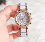 Michael Kors Parker White Dial Two Tone Steel Strap Watch for Women - MK5774