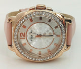 Coach Boyfriend Mother of Pearl White Dial Pink Leather Strap Watch for Women - 14503151