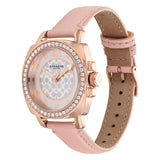 Coach Boyfriend Mother of Pearl White Dial Pink Leather Strap Watch for Women - 14503151