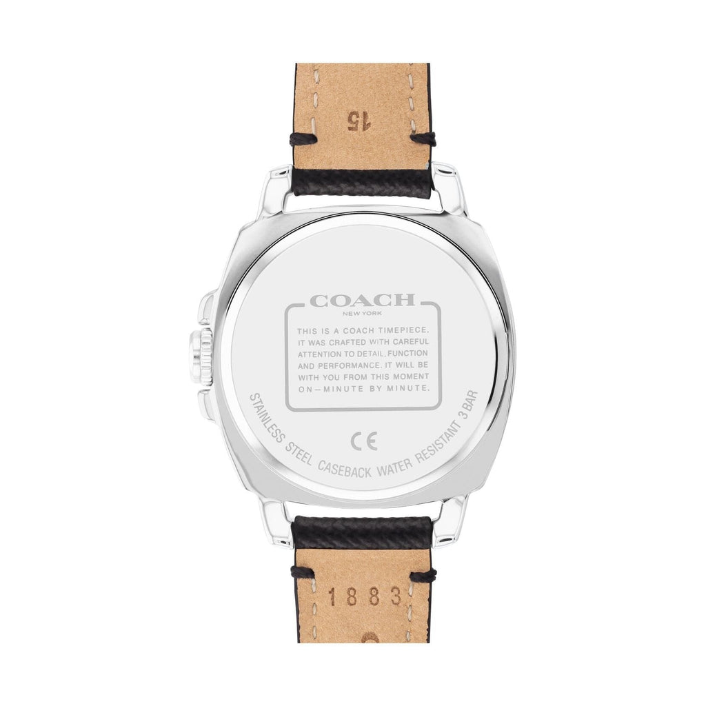 Coach Boyfriend Silver Dial Black Leather Strap Watch for Women - 14503152