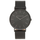 Coach Charles Black Dial Black Leather Strap Watch for Men - 14602434