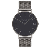 Coach Charles Black Dial Grey Mesh Bracelet Watch for Men - 14602145