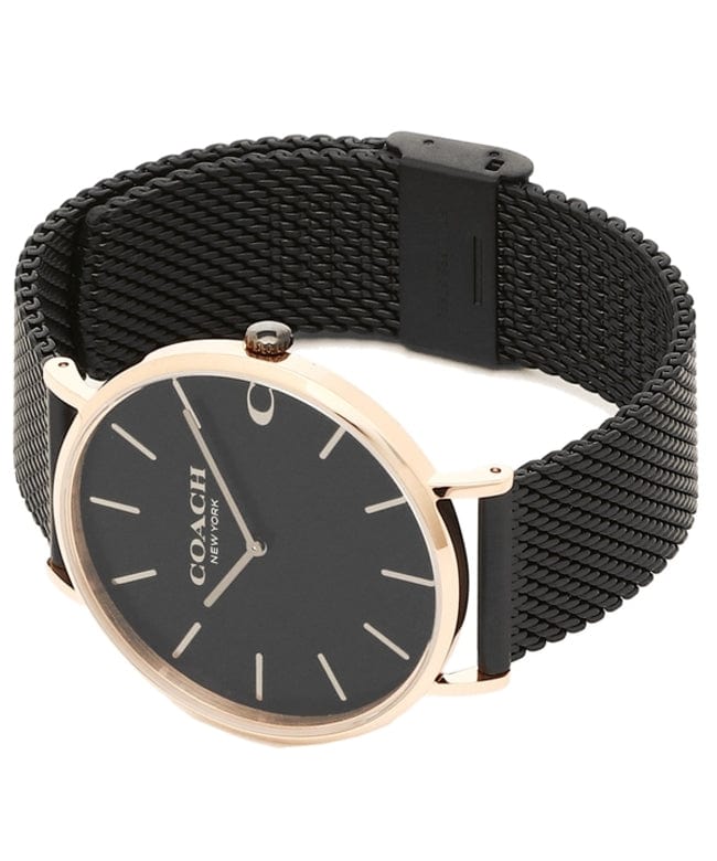 Coach Charles Black Ion Dial Black Mesh Bracelet Watch for Men - 14602470