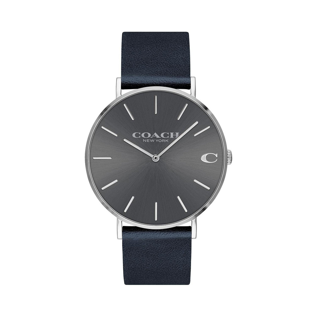 Coach Charles Grey Dial Black Leather Strap Watch for Men - 14602150