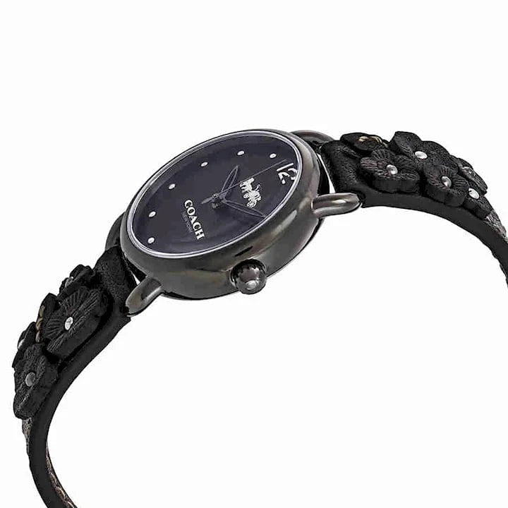 Coach Delancey Black Dial Black Leather Strap Watch For Women - 14502816