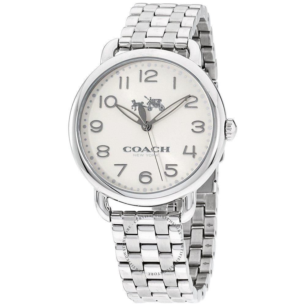 Coach Delancey Classic White Dial Silver Steel Strap Watch for Women - 14502260