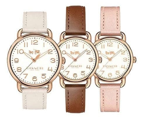 Coach Delancey Cream Dial Brown Leather Strap Watch For Women - 14502751