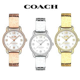 Coach Delancey Diamonds Silver Dial Gold Steel Strap Watch for Women - 14502354