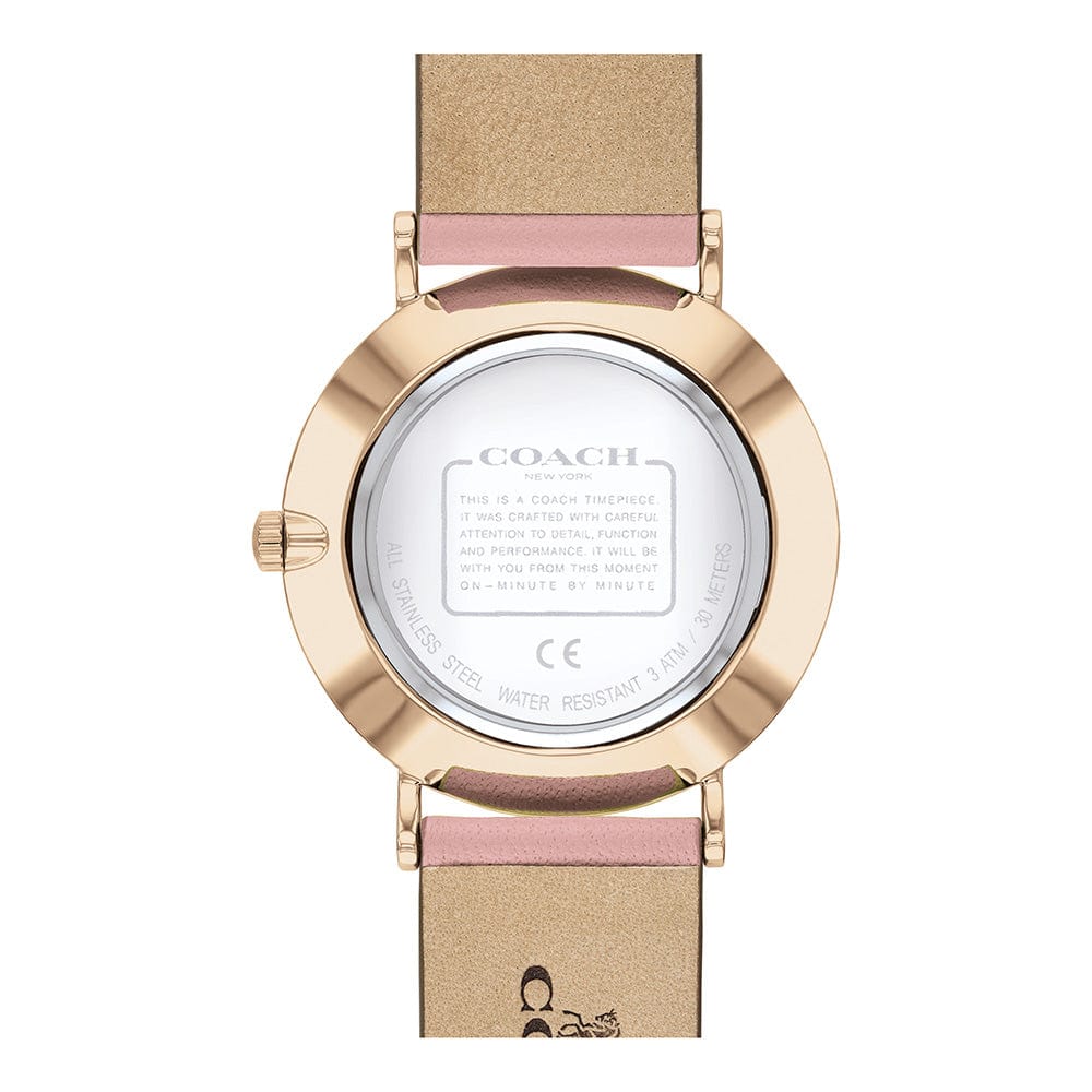 Coach Delancey Gold Dial Pink Leather Strap Watch for Women - 14503332